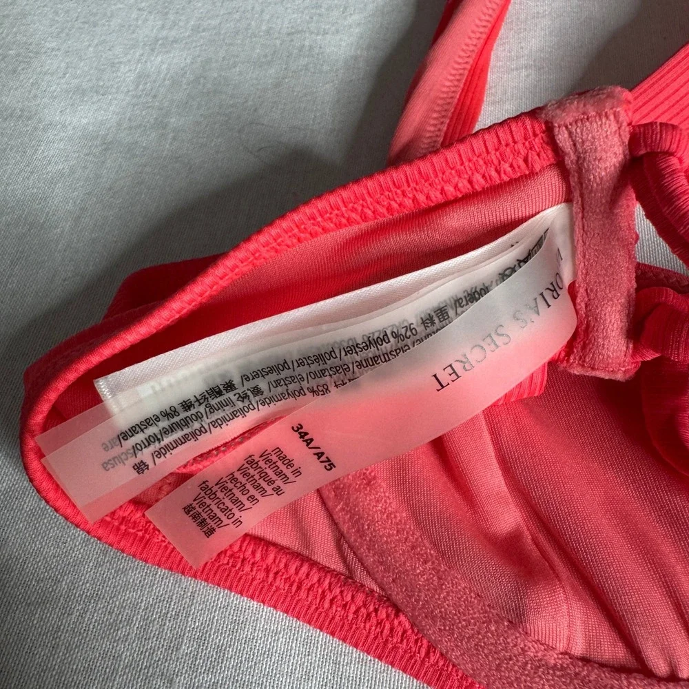 Victoria's Secret Swim Ribbed Full Coverage Underwire Bikini Top Pink Island 34A